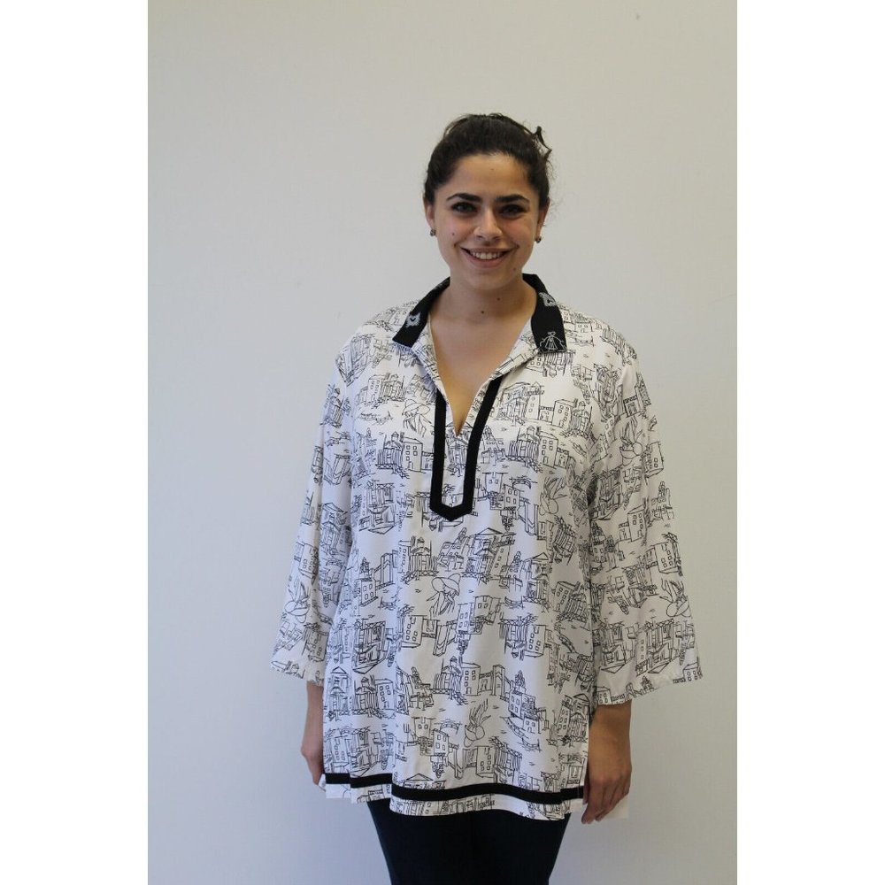 Caribe  Contrast Trim Tunic NWT   PLUS SIZE